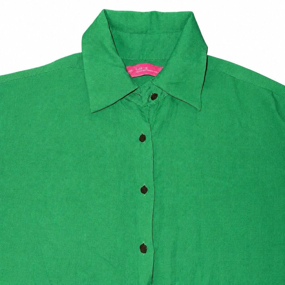 Rareism Harper Women’s XXS Green Modal Linen Button Down Shirt Blouse - Picture 4 of 7